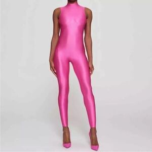 Skims shine spandex jersey catsuit-2x hot pink